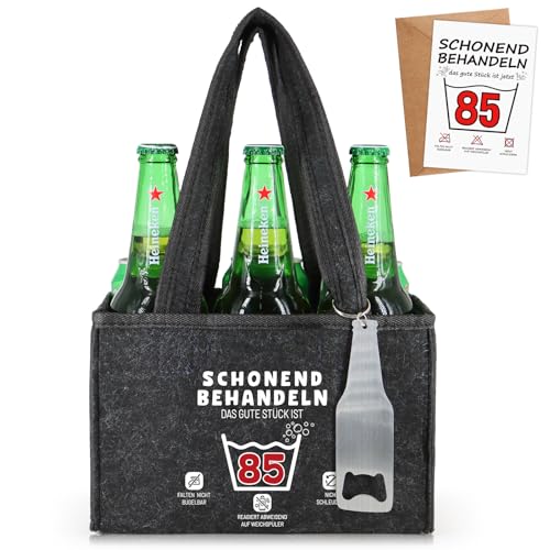 WenmthG Schonend Behandeln 85 Lustige Geschenke Geburtstag Männerhandtasche Bier mit Flaschenöffner und Grußkarten für Männer Frauen Freund, Männerhandtasche Bier Flaschenträger für 6 Bierflaschen WenmthG Schonend Behandeln 85 Lustige Geschenke Geburtstag Männerhandtasche Bier mit Flaschenöffner und Grußkarten für Männer Frauen Freund, Männerhandtasche Bier Flaschenträger für 6 Bierflaschen von WenmthG