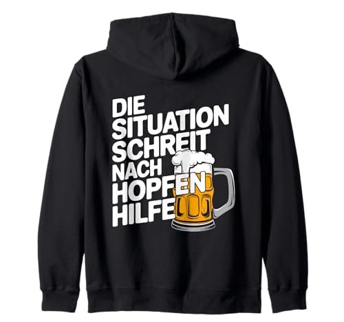 Lustiger Bier Spruch Hopfenhilfe Männer Humor Kapuzenjacke von Wenn nix mehr hilft, hilft nur noch Bier!