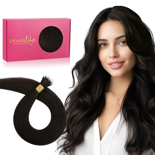 WENNALIFE Nanoring Extensions Echthaar, 50g 100s 35cm Dunkel Braun Nano Ring Extensions Echthaar Frauen Invisible Nanoringe Mit Silikon Haar Extensions Haarverlängerung Echthaar Human Hair Extensions von Wennalife