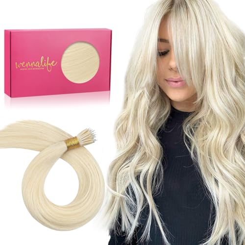 WENNALIFE Nanoring Extensions Echthaar, 50g 50s 55cm Platinblond Nano Ring Extensions Echthaar für Frauen Invisible Nanoringe Mit Silikon Haar Extensions Haarverlängerung Echthaar Human Hair Extension WENNALIFE Nanoring Extensions Echthaar, 50g 50s 55cm Platinblond Nano Ring Extensions Echthaar für Frauen Invisible Nanoringe Mit Silikon Haar Extensions Haarverlängerung Echthaar Human Hair Extension von Wennalife