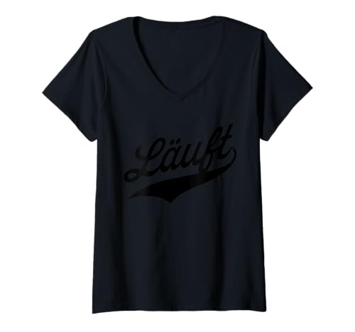Damen Läuft T-Shirt mit V-Ausschnitt Damen Läuft T-Shirt mit V-Ausschnitt von Wenns Läuft