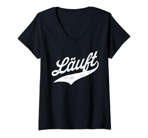 Damen Läuft T-Shirt mit V-Ausschnitt Damen Läuft T-Shirt mit V-Ausschnitt von Wenns Läuft