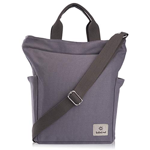 Wenter.S Damen Umhängetasche (Grau) Canvas Tragetasche angenehm zu tragen Dank breitem verstellbaren Gurt und Tragegriffe doppelter Innentasche von Wenter.S