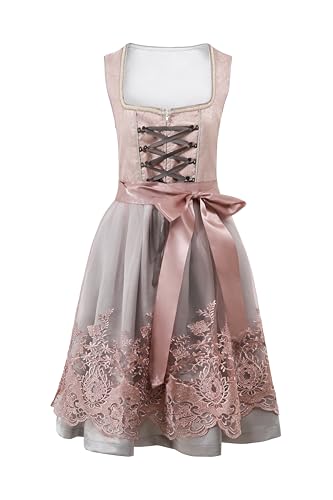 Wentsent Dirndl Damen Midi Trachtenkleid Damen Dirndlkleid mit Spitze Trachtenmode inkl. Dirndlschürze für Oktoberfest Karneval Besondere Anlässe von Wentsent