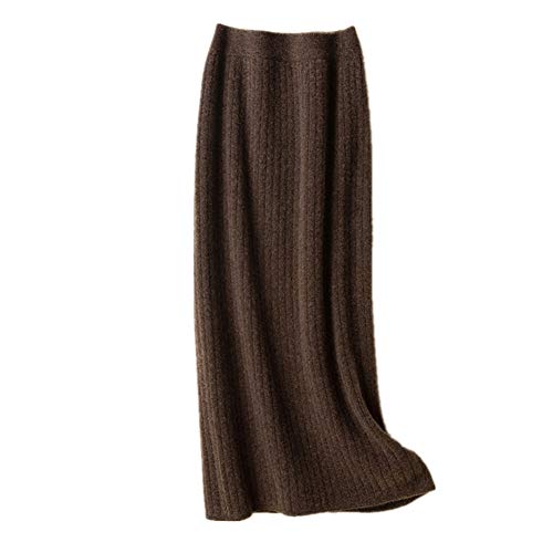 Damen Kaschmirrock- Slim Fit Maxi-Rock Strickrock (Braun, Small) von Wenwenma