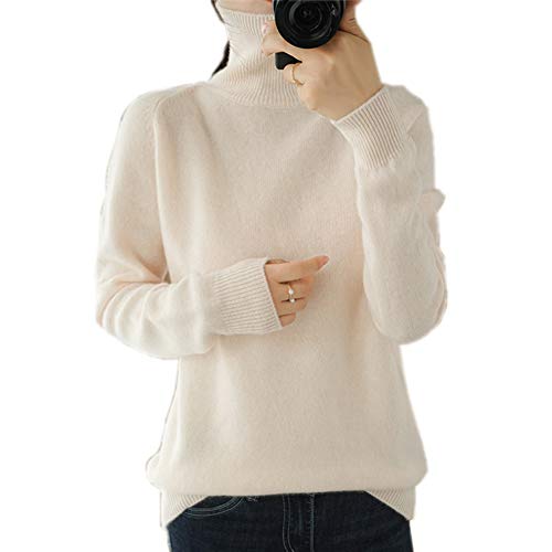 Damen Mode Rollkragenpullover-Kaschmir Pullover (Weiß, Medium) von Wenwenma
