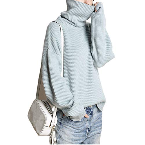 Frauen Neue High-Neck Kaschmir Pullover Herbst und Winter Mode Pullover (Hellblau, Small) von Wenwenma