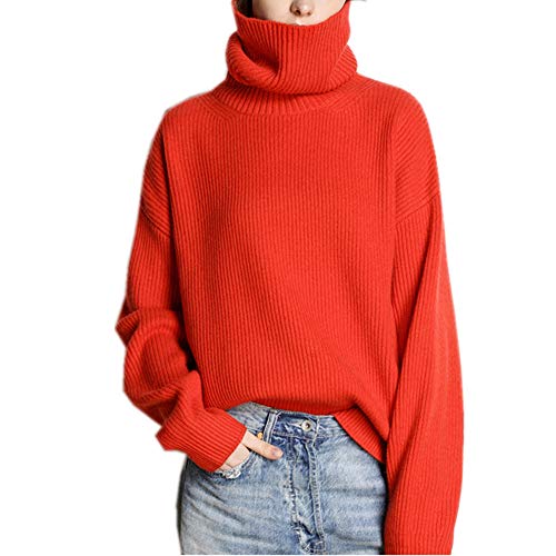 Frauen Neue High-Neck Kaschmir Pullover Herbst und Winter Mode Pullover (Rot, Medium) von Wenwenma