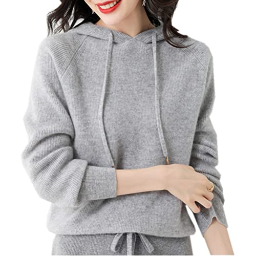 Wenwenma Damen Kapuzen Pullover Kaschmirmischung aus Pullover (Grau, M) von Wenwenma