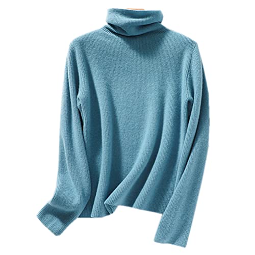 Wenwenma Damen Kaschmir Pullover Rollkragen Dicker Pullover (Blau, S) von Wenwenma