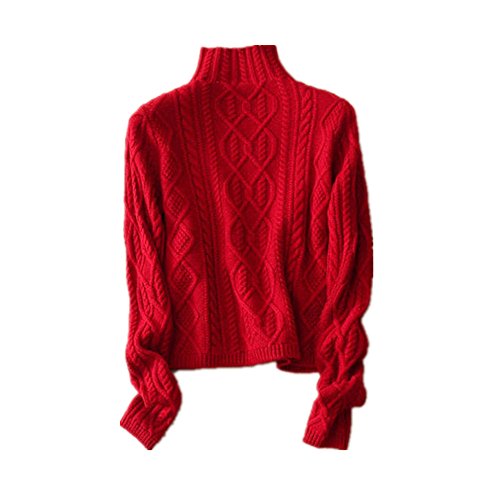 Wenwenma Damen Mode Kaschmir Pullover-Herbst und Winter Kaschmir Pullover (Rot, X-Large) von Wenwenma