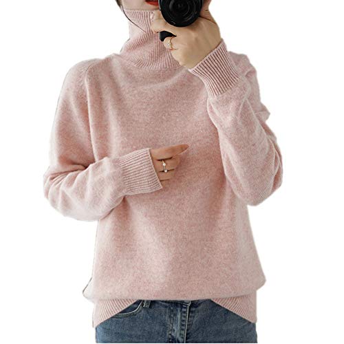 Wenwenma Damen Mode Rollkragenpullover-Kaschmir Pullover (Rosa, Medium) von Wenwenma