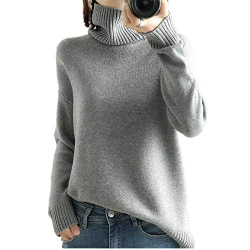 Wenwenma Damen Rollkragenpullover Kaschmirpullover Modepullover (Grau, Medium) von Wenwenma