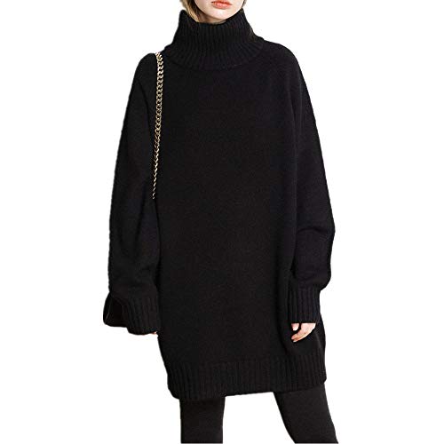 Wenwenma Der Neue Cashmere-Pullover für Damen - Langer Rollkragenpullover - Strickpullover (Schwarz, Large) von Wenwenma