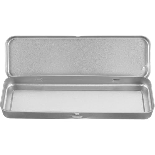 Wenxishangmao Mini-Stifthalter aus Metall, kompakt, rechteckig, mit Scharnier, für Kunstbedarf, Schule und Reisen, silber, 1 Stpck, SIMPLE von Wenxishangmao