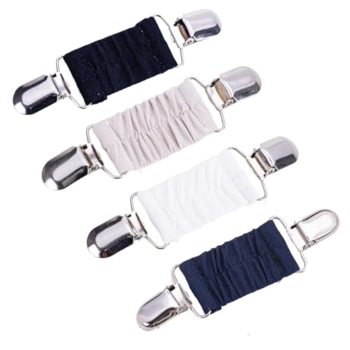 4 Stück Cardigan Pullover Clips, Vier Farben Clips für Kleidung, Elastischer Broschen für Kleidung, Kleider Clip, Shirt Clip, Pullover Clips für Pullover Hemden Tailliertes Kleid Kordelzug Clips von Wenyue
