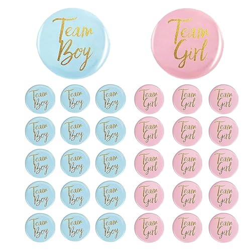 Gender Reveal Button Badge Geschlecht Offenbar Button Team Boy Und Team Girl Pin Abzeichen Rund Pinback Party Gender Reveal Pin Für Baby Shower Party Dekoration Zubehör 30 Stück (Blau Und Rosa) von Wenyue