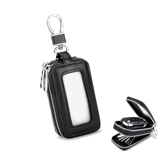 Wenyue Schlüsseletui Leder Auto Schlüsselanhänger Tasche Echt Leder Autoschlüssel Abdeckung Auto Schlüsseltasche mit Haken Multifunktionale Mini Münztasche Schlüsselmäppchen für Autoschlüssel von Wenyue