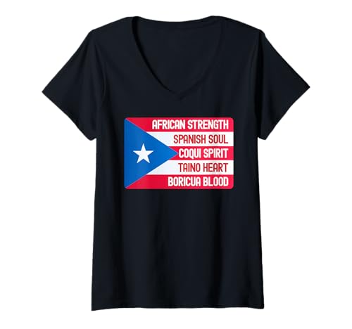 Damen Puerto Rico Flagge Taino Coqui Proud Jibaro Yo Soy Boricua T-Shirt mit V-Ausschnitt Damen Puerto Rico Flagge Taino Coqui Proud Jibaro Yo Soy Boricua T-Shirt mit V-Ausschnitt von Wepa Pride Puerto Rican Hispanic Heritage Month