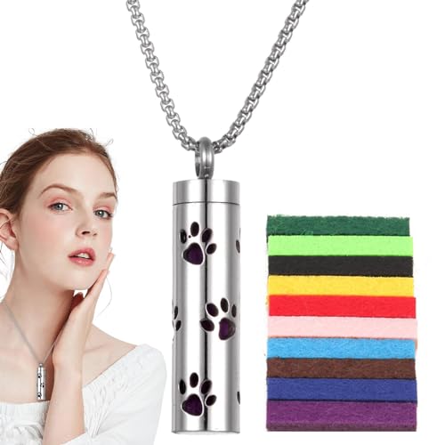 Edelstahl-Parfüm-Halskette – Parfüm-Halskette, Medaillon-Anhänger, Aromatherapie-Öl-Diffusor, Aromatherapie-Öl-Schmuck mit Diffusor-Pads, beruhigende Halskette für Damen und Herren von Weppduk