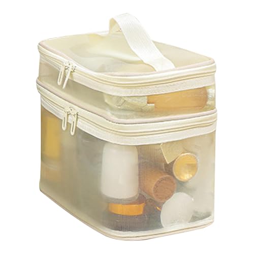 Kulturbeutel aus Mesh - Reisetasche | Transparente Kulturbeutel | Make-up-Tasche aus doppellagigem Nylon | Kosmetiktasche für Damen mit großem Fassungsvermögen | Organizer, Light Yellow, von Weppduk