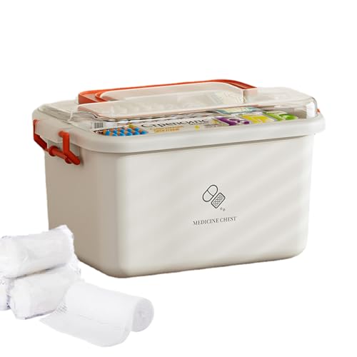 Medikamentenschrank - Kompakte Medikamentenbox | Großer Medikamenten-Organizer | Mehrschichtige Medikamentenbox | Medikamentenbox mit Griffen und Deckel | Multifunktionale Tasche für Pi von Weppduk