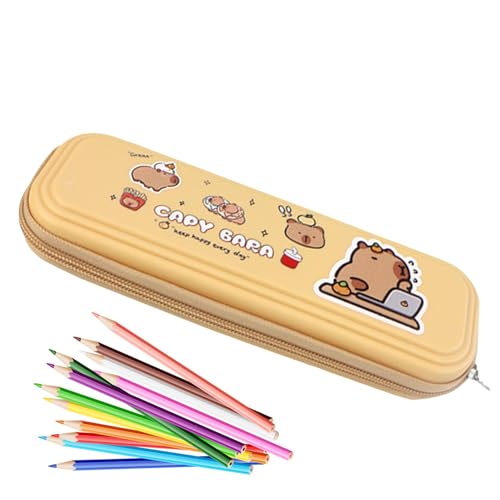 Weppduk Capybara-Federmäppchen, Capybara-Stiftetui, Federmäppchen mit großer Kapazität - Niedliches Capibara-Federmäppchen, großes Make-up-Täschchen, modischer Schreibwaren-Organizer, Kaffee, von Weppduk