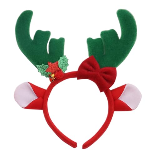 Weppduk Haarreif mit Cartoon-Rentiergeweih – Weihnachtsgeweih-Ohren-Haarreif | Stirnband mit Geweih | Haarband für Erwachsene und Kinder, dünnes dickes Haar, Winterurlaub, Kopfbedeckung für Abendessen von Weppduk