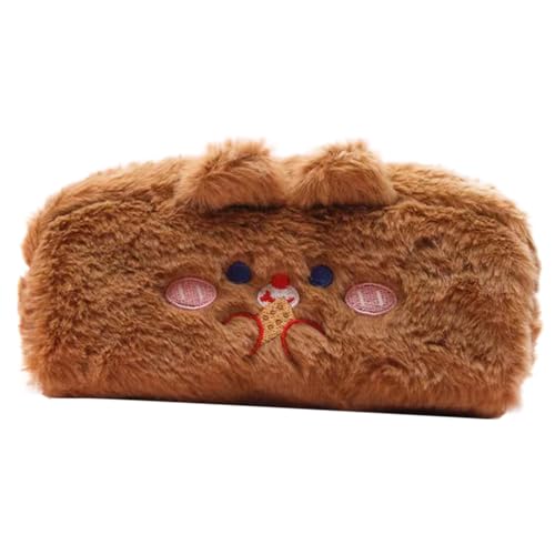 Weppduk Plüsch-Organizer-Federmäppchen – tragbare Plüsch-Capybara-Federbox | Tier-Federmäppchen | Boxhalter mit Reißverschluss | Schreibwaren-Organizer für, Mädchen, Erwachsene, Studenten von Weppduk
