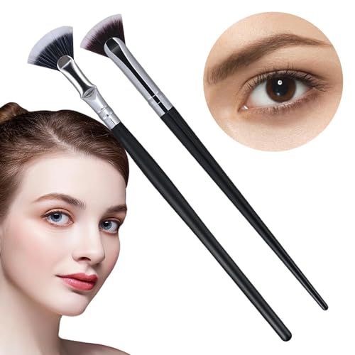Weppduk Wimperntuschenpinsel, abgewinkelter Fächerpinsel | 2 Stück tragbarer Mascara-Fächerpinsel | 2 Stück Mascara Fächerpinsel | Wimpern-Make-up Pinsel mit Borsten von Weppduk