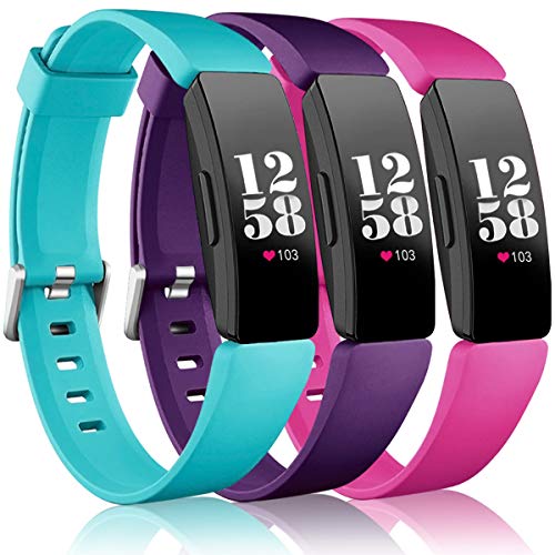 Wepro Armband kompatibel mit Fitbit Inspire 2 für Damen, weiches Band, kompatibel mit Fitbit Inspire-Bändern, weiches Ersatzarmband, Zubehör für Inspire HR, klein, Blaugrün, Pflaume, Rosa Wepro Armband kompatibel mit Fitbit Inspire 2 für Damen, weiches Band, kompatibel mit Fitbit Inspire-Bändern, weiches Ersatzarmband, Zubehör für Inspire HR, klein, Blaugrün, Pflaume, Rosa von Wepro