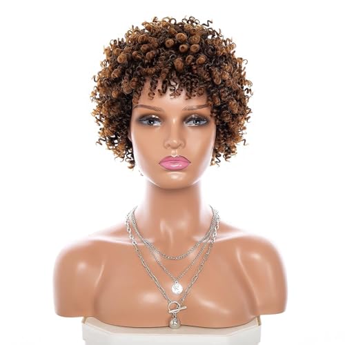 Afro Perücke Kurz, Kinky Curly Wig, Curly Afro wigs for Black Women Kinky Curly Wigs Perücke Locken Short Wigs for Black Women (T301) von Wepwcod