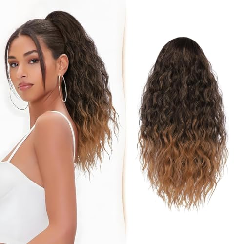 Braun Drawstring Ponytail Extension for Women Lang Lockige Wellige Pferdeschwanz Haarverlängerung mit Kordelzug für Damen Pferdeschwanz mit Kordelzug Haarverlängerungen von Wepwcod
