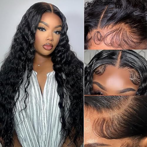 Wepwcod Echthaar Perücke 13x4 HD Lace Front Wig Human Hair Deep Wave 180% Density Brazilian Wigs with Baby Hair Schwarze Perücke Damen Glueless Deep Wave Wig Human Hair Pre Plucked Perücke Damen Wepwcod Echthaar Perücke 13x4 HD Lace Front Wig Human Hair Deep Wave 180% Density Brazilian Wigs with Baby Hair Schwarze Perücke Damen Glueless Deep Wave Wig Human Hair Pre Plucked Perücke Damen von Wepwcod