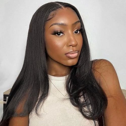Wepwcod Echthaar Perücke 13x4 HD Straight Lace Front Wig Human Hair 180% Density Brazilian Wigs with Baby Hair Schwarze Perücke Damen Glueless Wig Human Hair Pre Plucked Perücke Damen von Wepwcod
