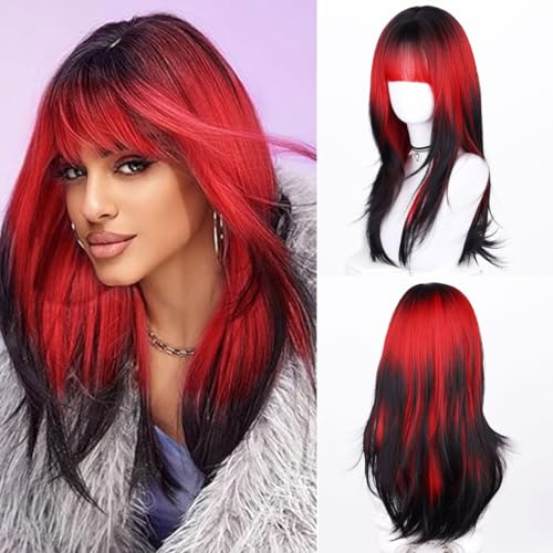 Wepwcod Ombre Rot Perücken für Frauen Lang Glatt Gerade Perücken mit Spitze Mittelscheitel für Frauen Natürliche Synthetische Haare Perücke für den täglichen Gebrauch & Party Wepwcod Ombre Rot Perücken für Frauen Lang Glatt Gerade Perücken mit Spitze Mittelscheitel für Frauen Natürliche Synthetische Haare Perücke für den täglichen Gebrauch & Party von Wepwcod