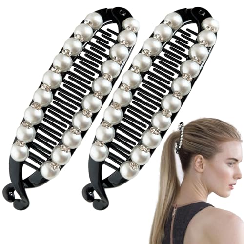 Weqizuerqi Bananenclips für Frauen, Bananenclip dicke Haare,Double Claw Clips Clips Combs Barrettes - 2x Nicht-Schlupf-Barrette, klassisches Styling-Accessoires für dünne dünne, lockige von Weqizuerqi
