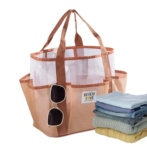 Weqizuerqi Mesh Strandtasche - Badetasche | Leichte Multifunktionale Tragetasche für Frauen für Urlaub Familiensommerurlaub Schule Fitnessstudio Picknick Reisen von Weqizuerqi