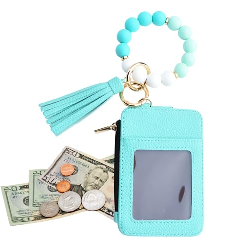 Weqizuerqi Schlüsselanhänger Armband Geldbörse | Perlen Quaste Schlüsselbund Geldbörse - Kartenhalter für Damen Reise Urlaub Geburtstag Party Date Hochzeit Einkaufen - Geburtstag Shopping Datum von Weqizuerqi