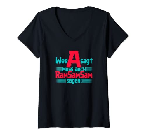 Damen Wer A sagt muss auch Ramsamsam sagen, Kindergärtnerin Kita T-Shirt mit V-Ausschnitt Damen Wer A sagt muss auch Ramsamsam sagen, Kindergärtnerin Kita T-Shirt mit V-Ausschnitt von Wer A sagt muss auch Aramsamsam