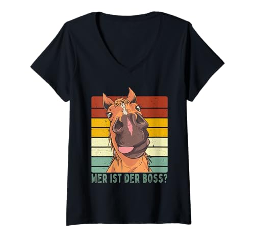 Damen Wer Ist Der Boss Cool Lustiger Pferd Spruch Reiter Reitsport T-Shirt mit V-Ausschnitt Damen Wer Ist Der Boss Cool Lustiger Pferd Spruch Reiter Reitsport T-Shirt mit V-Ausschnitt von Wer Ist Der Boss Lustiger Pferde Spruch Reitsport