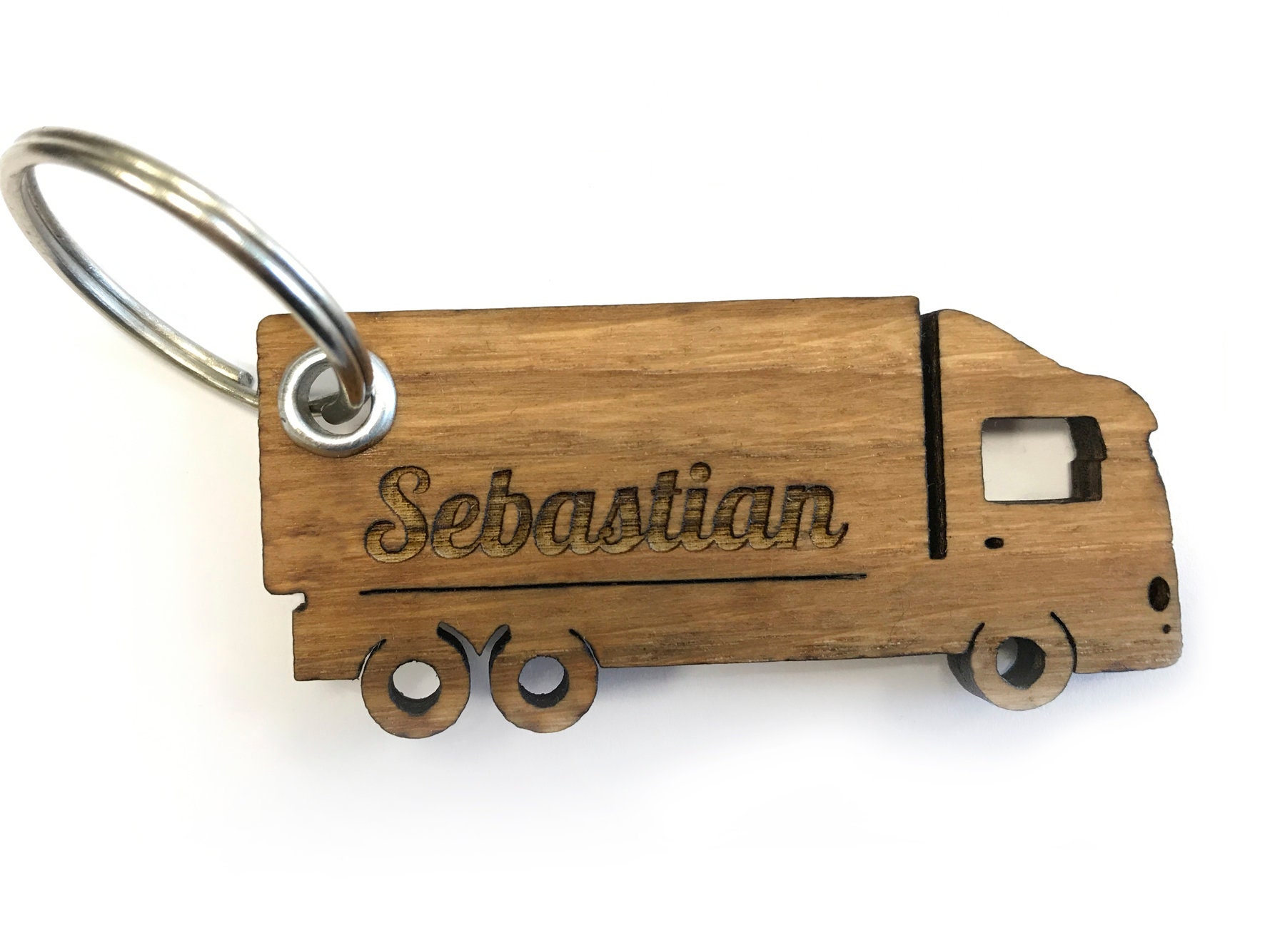 Schlüsselanhänger Lkw Mit Name, Holz Anhänger, Geschenk Führerschein Männer von WerbetreffGera
