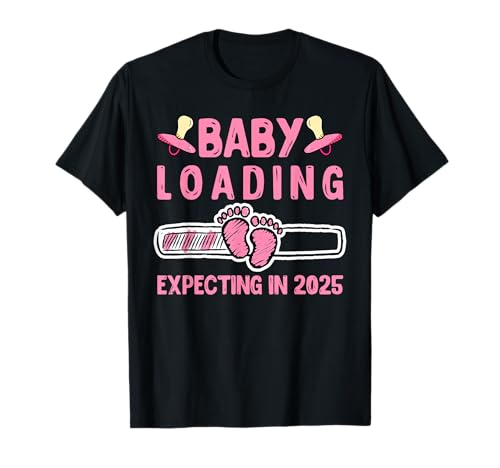 Zukünftige Mutter BABY IS LOADING 2025 Vorhersage Geburt T-Shirt von Werdende Mama Geschenk Mutter Vorhersage Baby Lädt