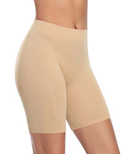 Damen Anti Chafing Shorts Nahtlose Slip Shorts für Unterkleider Rock Döbel Rub Shorts Lange Boxershorts Unterwäsche, beige, 42 von Werena