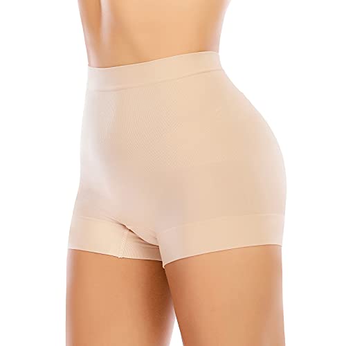 Nahtlose Formende Boyshorts Höschen für Frauen Slip Shorts Unterkleid Bauchkontrolle Shapewear Unterwäsche, Basic Beige, Medium von Werena