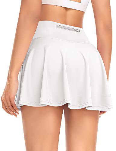 Plissierter Tennisrock für Damen mit Shorts, Golf-Skort mit Taschen, hohe Taille, athletischer Sport, Minirock, weiß, 48 von Werena