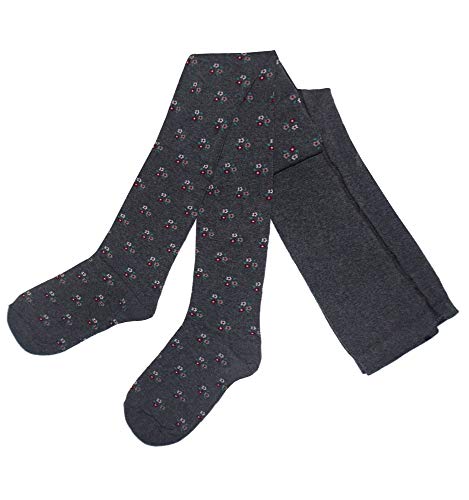WERI SPEZIALS Damenstrumpfhose Blickdicht Baumwolle in verschiedenen Muster- und Farbvariationen. (38-40, Anthrazit Blümchen) von Weri Spezials