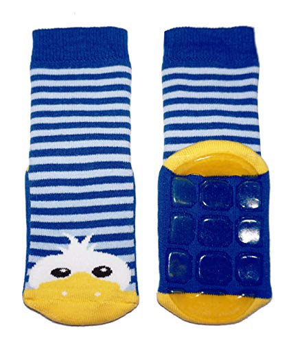 WERI SPEZIALS Kinder Stoppersocken aus Baumwolle, Non-Slip Rutschfeste ABS Baby Socken für Mädchen und Jungen mit Enten Motiv (as3, numeric, numeric_31, numeric_34, regular, Mittelblau) von Weri Spezials