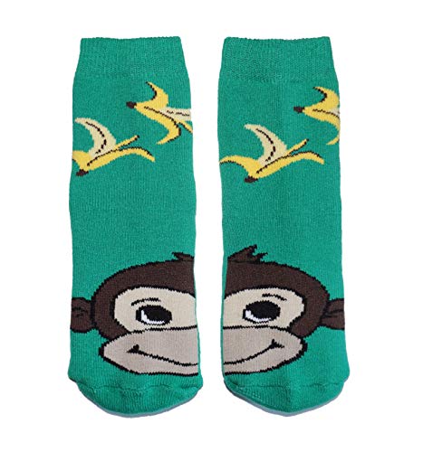 Weri Spezials Baby und Kinder Frotee Socken Thermo Socken Plüsch Socken für Jungen und Mädchen - mit verschiedenen Muster-und Farbvariationen. (23-26, Grün Affe) von Weri Spezials