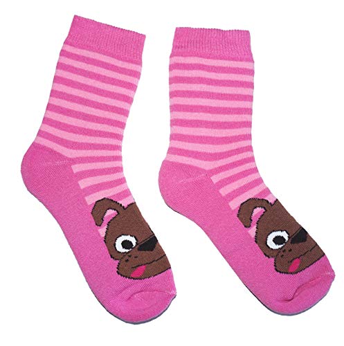 Weri Spezials Baby und Kinder Frotee Socken Thermo Socken Plüsch Socken für Jungen und Mädchen - mit verschiedenen Muster-und Farbvariationen. (31-34, Pink Dog) von Weri Spezials